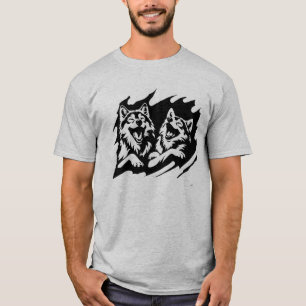 T-shirt Loups riant Loup Loup Animaux logo Art