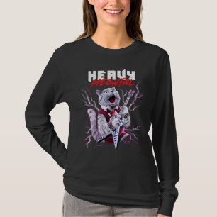 T-shirt Lourde Meowtal Chat Jouer de la guitare en métal