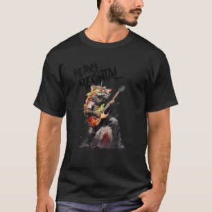 T-shirt Lourde Meowtal Funny Chats Guitare Jouer Rock Lour