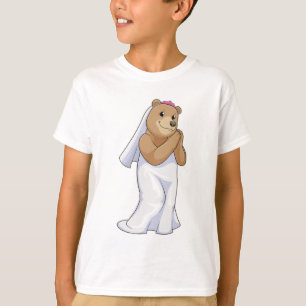 T-shirt L'ours en mariée avec le voile