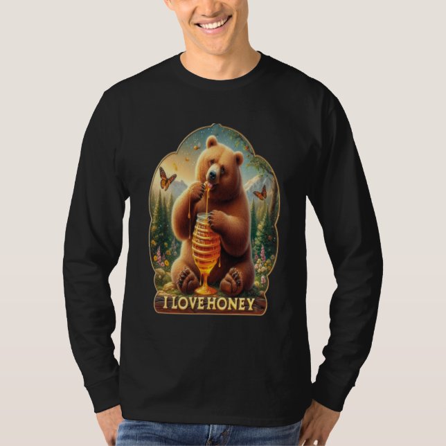 T-shirt L'Ours Mange Du Miel À Partir D'Un Peigne De Miel (Devant)