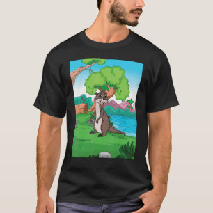T-shirt Loutre au lac à la recherche de poisson