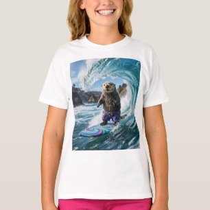 T-shirt Loutre de mer surfant en Californie