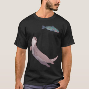 T-shirt Loutre de rivière nageant et truite design