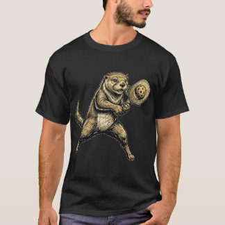 T-shirt Loutre drôle et mignonne jouant au Pickleball Vint
