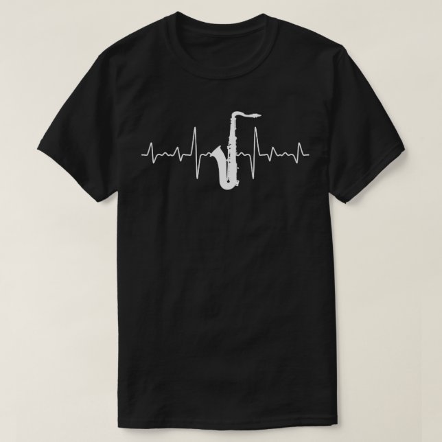 T-shirt Louveur de musique jazz Heartbeat Saxophone (Design devant)
