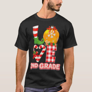 T-shirt Love 2nd Grade Santa Elf Ugly Sweater Teacher Chri