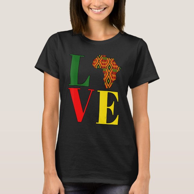T-shirt Love Africa Kente Afrocentric Black History Month  (Devant)