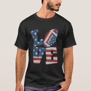 T-shirt Love American Football Drapeau 4 juillet Patriotiq