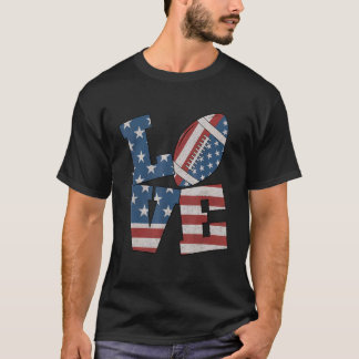 T-shirt Love American Football Drapeau 4 juillet Patriotiq