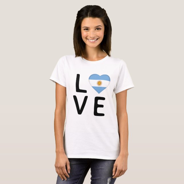 T-shirt Love - Argentine Drapeau (Devant entier)