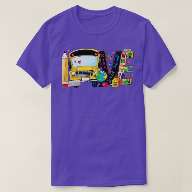 T-shirt Love Back To School Bus Driver First Day Of School (Design devant)