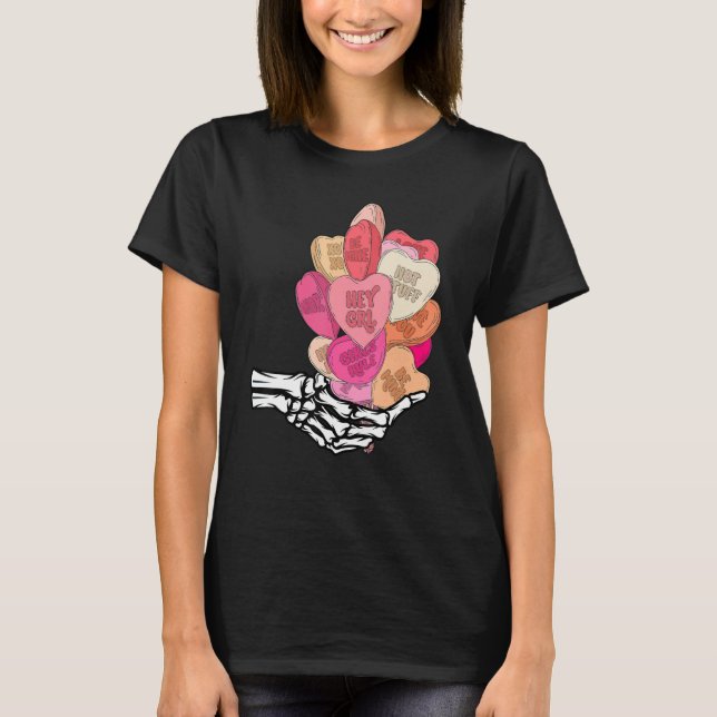 T-shirt Love Balloon Skeleton Hand Happy Valentine's Day H (Devant)