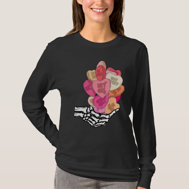 T-shirt Love Balloon Skeleton Hand Happy Valentine's Day H (Devant)