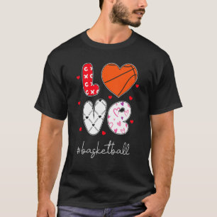 T-shirt Love Basketball Xoxoxo Doodle Heart Ball Graphique