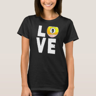 T-shirt Love Billiard 9 Ball Snooker Billard Joueur Cue