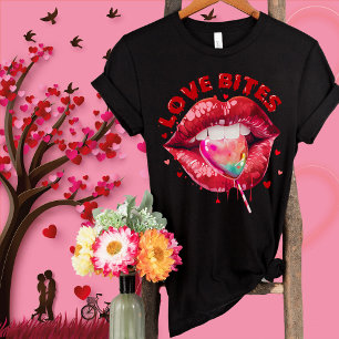 T-shirt Love Bites Cute Lips Lollipop-Funny Valentine's