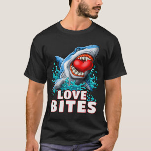 T-shirt Love Bites Requin Saint-Valentin Enfants Hommes Mâ