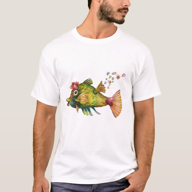 T-shirt Love Blow Fish par dotsofpaint (Devant)