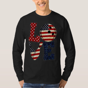 T-shirt Love Bowling Player American Flag