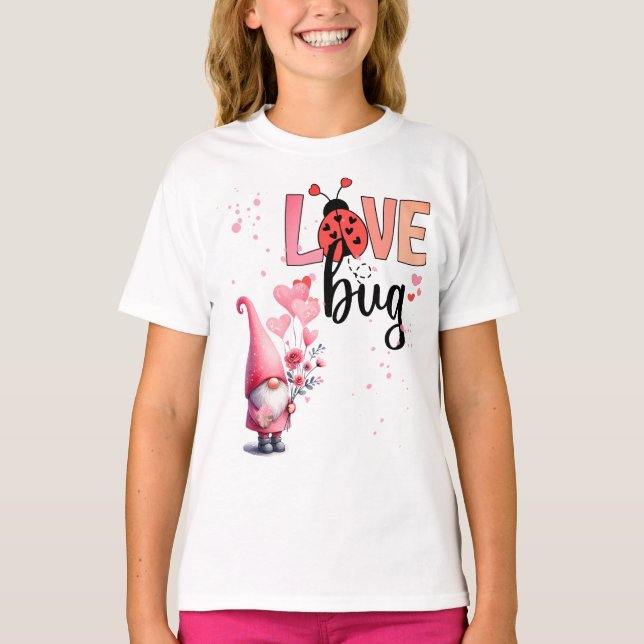 T-shirt Love Bug -- Gnome, Flowers, Balloons (Devant)