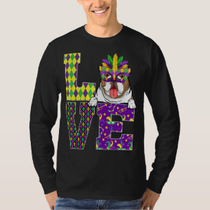 T-shirt Love Bulldog Mask perles Mardi Gras Costume
