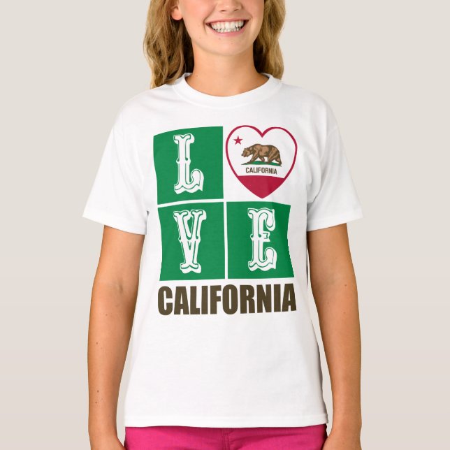 T-shirt Love California Republic State Drapeau Heart Pride (Devant)