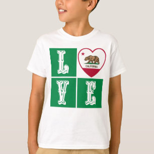 T-shirt Love California Republic State Drapeau Heart Pride
