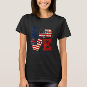 T-shirt Love Camping American Flag Independence Day