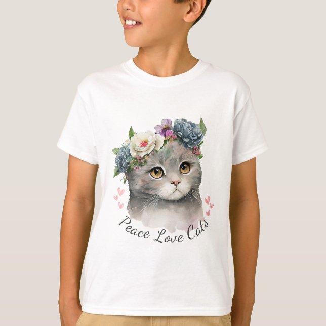 T-shirt Love Cat Kid Boy (Devant)