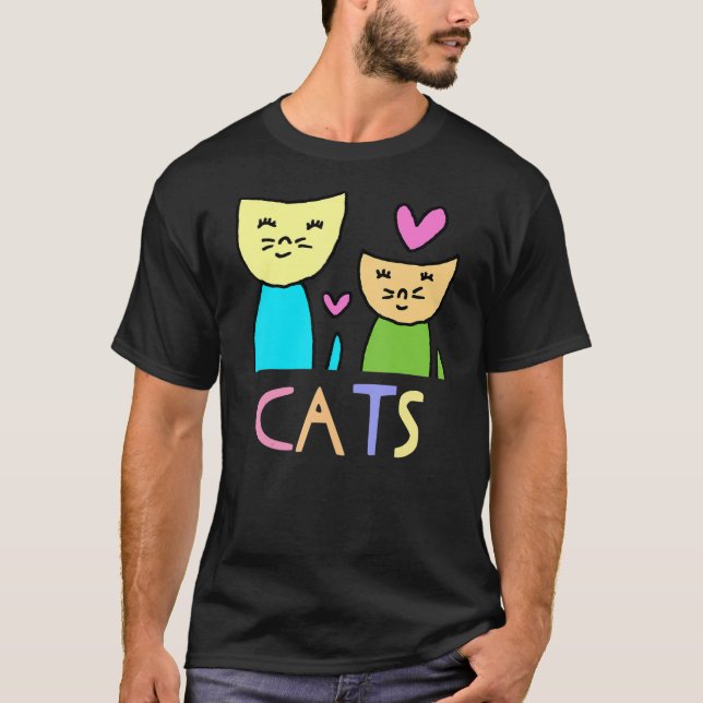 T-shirt Love Cats Dessin De Jad Fair (Devant)
