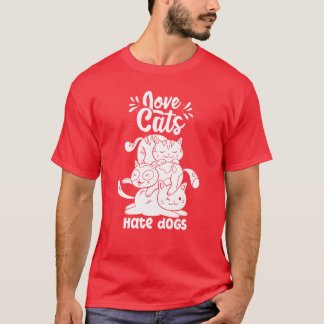 T-shirt Love Cats Hate Dogs Chat Animal de compagnie garço