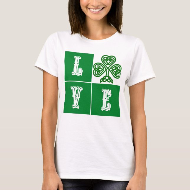 T-shirt Love Celtic Coeurs Shamrocks (Devant)