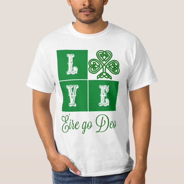 T-shirt Love Celtic Coeurs Shamrocks Irlande Motto (Devant)