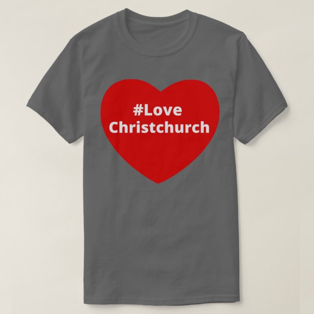 T-shirt Love Christchurch Hashtag Heart (Design devant)