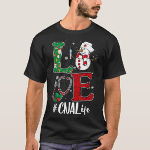T-shirt Love CNA Life Stethoscope Snowman Vaccin de Noël