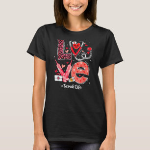 T-shirt Love Coeur Stethoscope Scrub Life Funny Nurse Vale