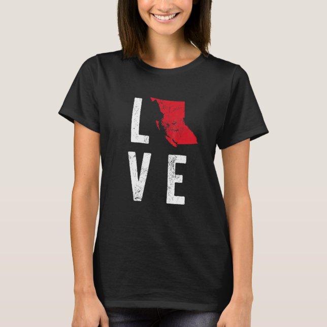 T-shirt Love Colombie-Britannique Carte Fête nationale du  (Devant)