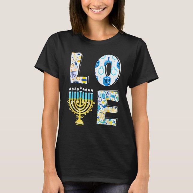 T-shirt Love Cute Hanukkah Chanukah Menorah Pajama Matchin (Devant)