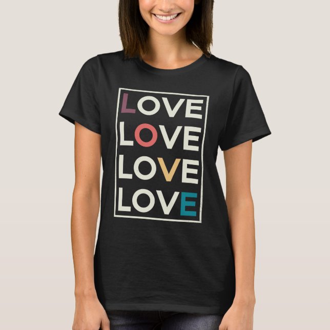 T-shirt Love Distressed Retro Look Block Lettering (Devant)