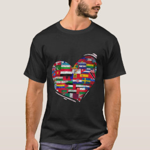 T-shirt Love Diversity National Flags Heart Jour des terre