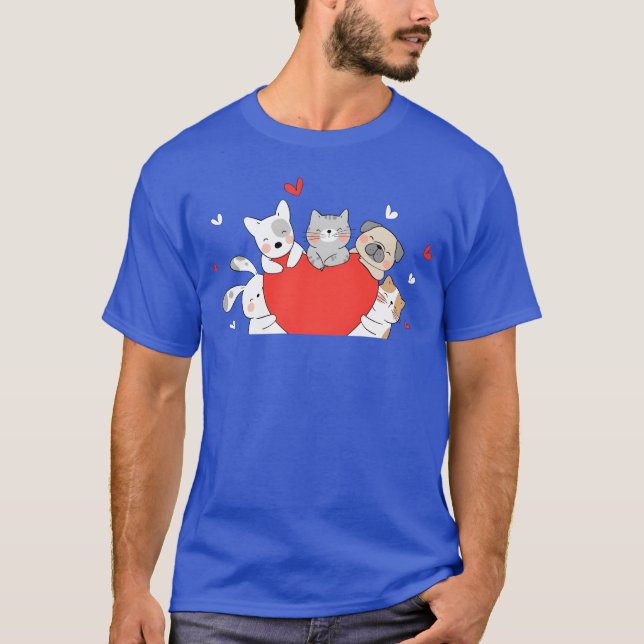 T-shirt Love Dog Cat friend (Devant)