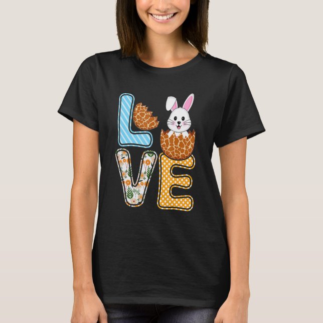 T-shirt Love Easter Bunny Egg Giraffe Print Cute Bunny Kid (Devant)