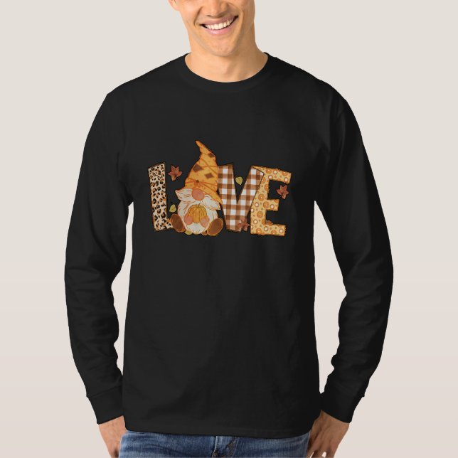 T-shirt Love Fall Plaid Leopard Gnome Family Pajama Thanks (Devant)