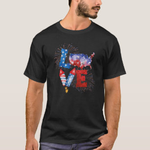 T-shirt Love Fireworks 4 juillet Patriotic America Us Fl