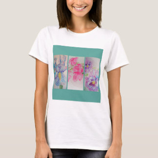 T-shirt Love Fleurs Floral Aquarelle Turquoise T Chemise