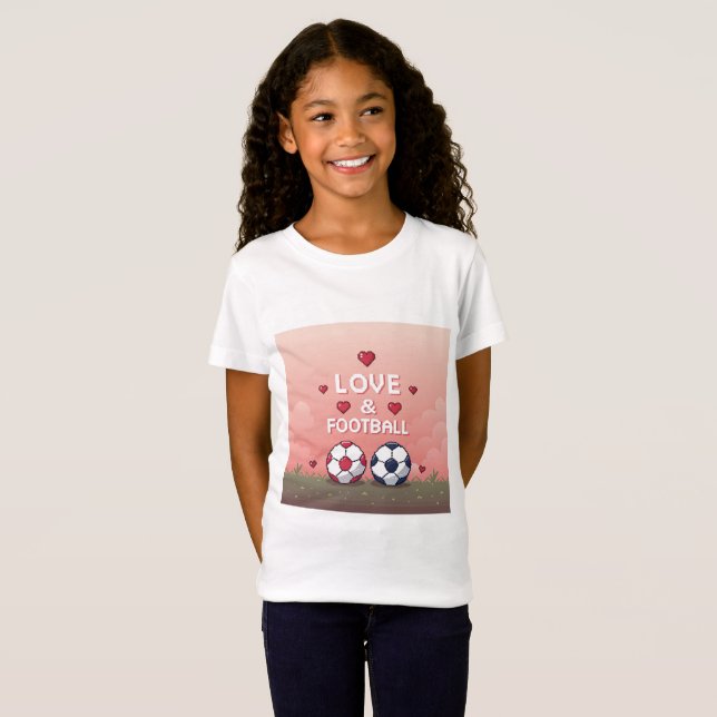 T-Shirt Love & Football - Arte Pixelado (Devant entier)