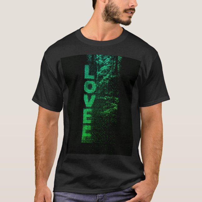T-shirt LOVE Forest Fade – Vertical Green Typography  (Devant)