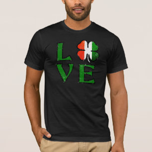 T-shirt Love Four Leaf Clover Irish Flag St. Patrick's Day
