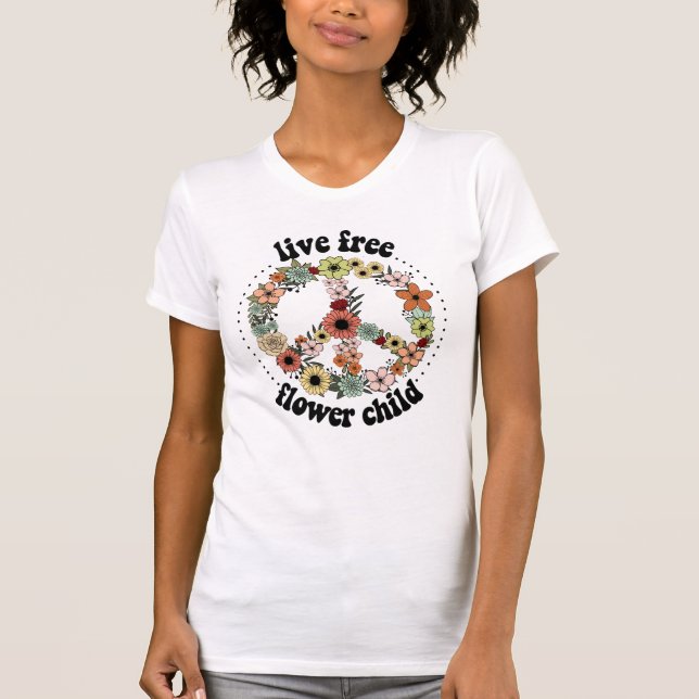 T-shirt Love Free Flower Child The 60's Floral -  (Devant)